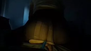 Play Big booty riding dildo for first time in ripped leggings with thick cumshot